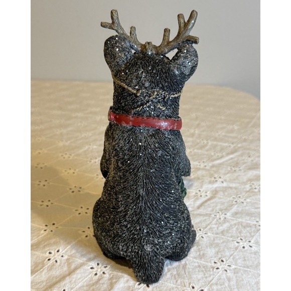 Black Bear Reindeer Christmas Figurine – Holding Wreath 8 Inch - Picture 2 of 6